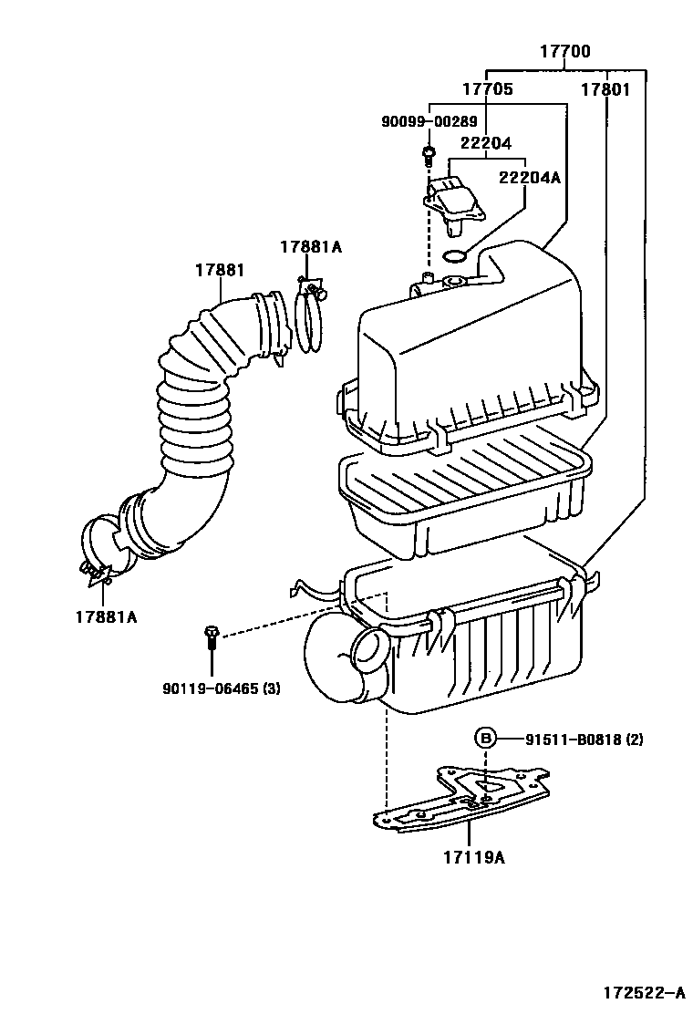 Toyota RAV4 Air Cleaner EPC diagram — 172522A