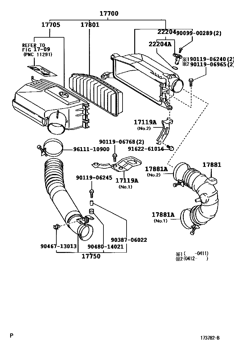 Toyota RAV4 Air Cleaner EPC diagram — 173782B