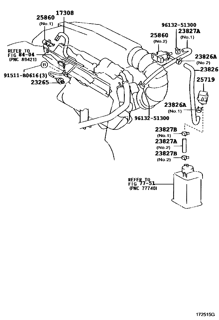 Toyota RAV4 vacuum tube EPC diagram — 172515G