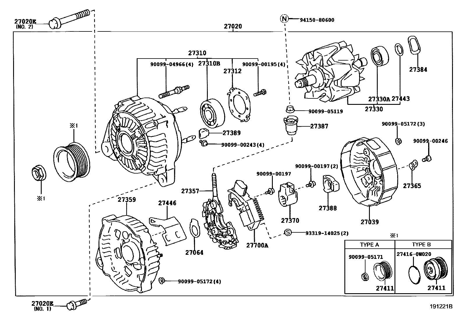 Toyota RAV4 Alternator EPC diagram — 191221B