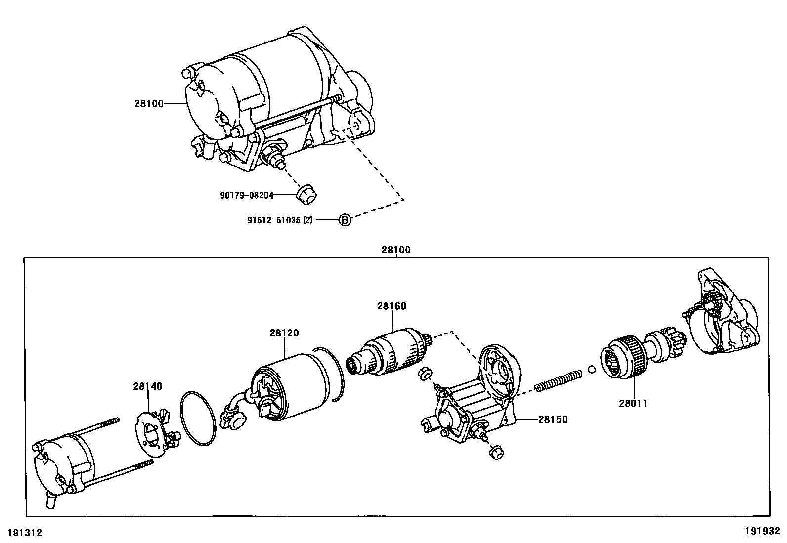 Toyota RAV4 起动机 EPC diagram — 191932