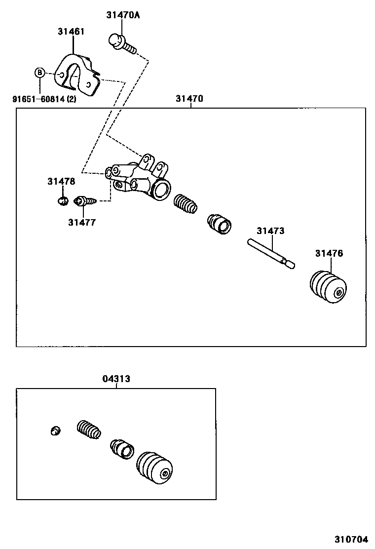 Toyota RAV4 离合器分离缸 EPC diagram — 310704