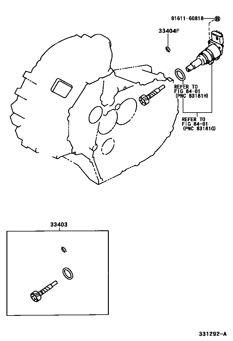 Toyota RAV4 速度表从动齿轮(MTM) EPC diagram — 331292A
