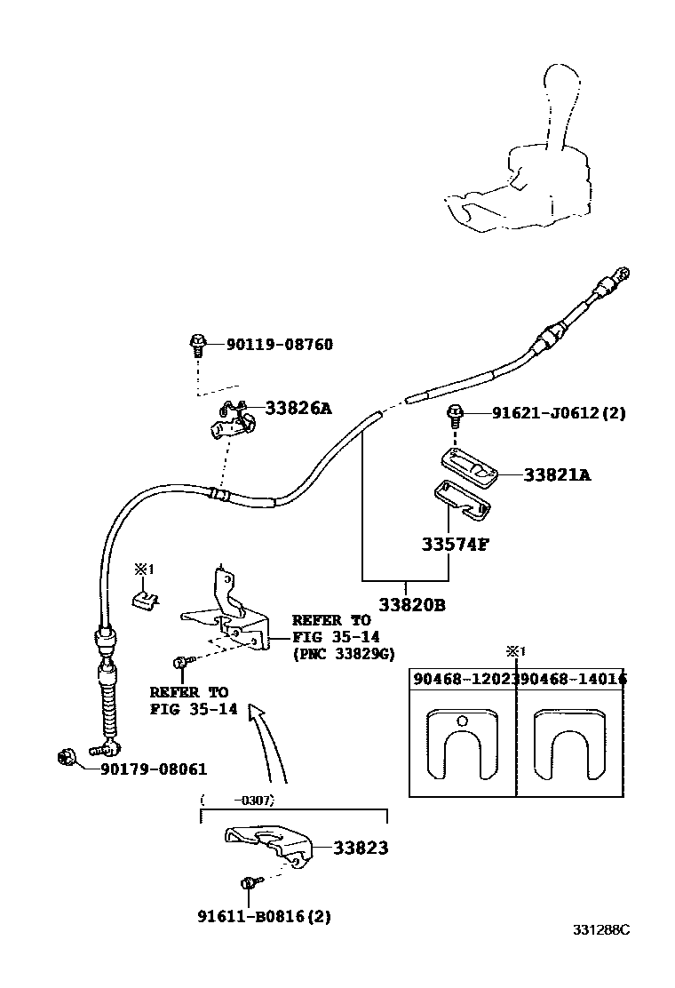 Toyota RAV4 Shift Lever & Retainer EPC diagram — 331288C