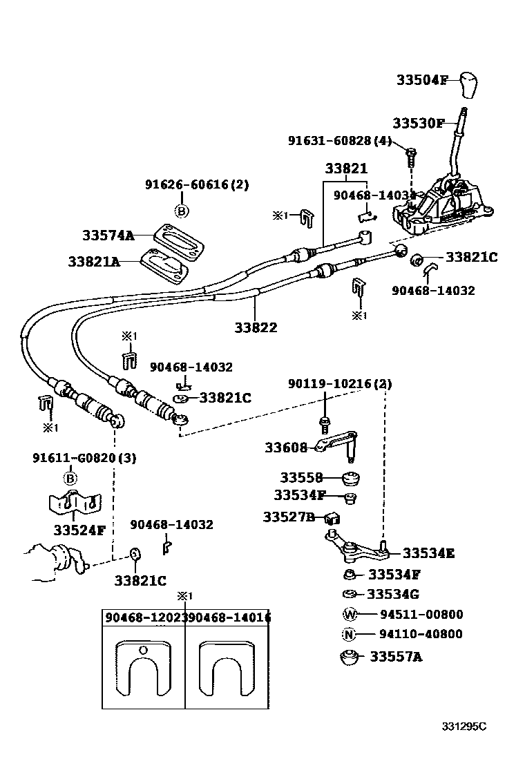 Toyota RAV4 Shift Lever & Retainer EPC diagram — 331295C