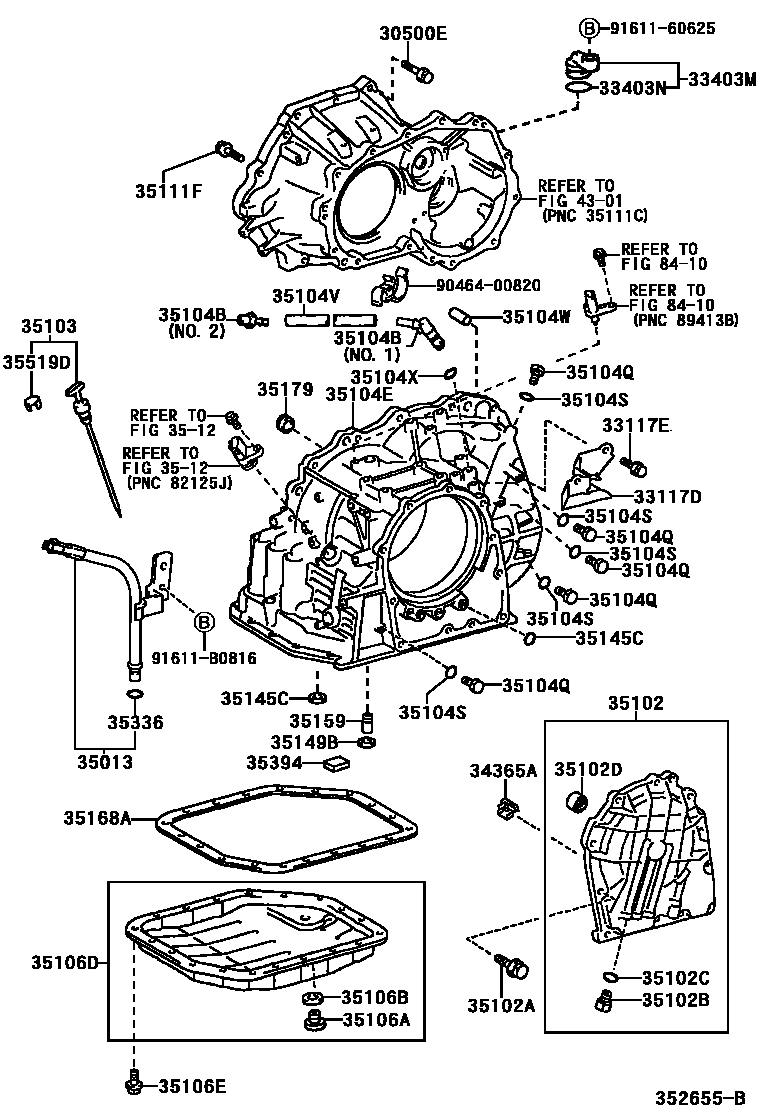 Toyota RAV4 变速器壳和油底壳(ATM) EPC diagram — 352655B