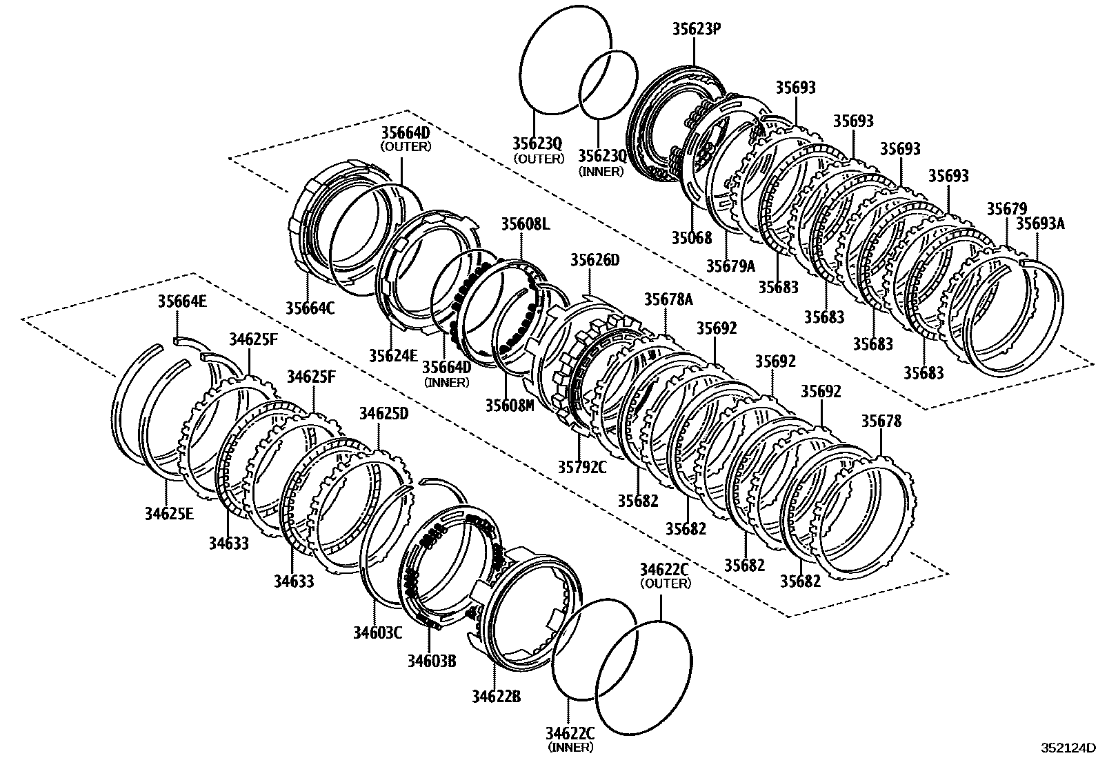 Toyota RAV4 3号制动器、一档和倒档制动器(ATM) EPC diagram — 352124D