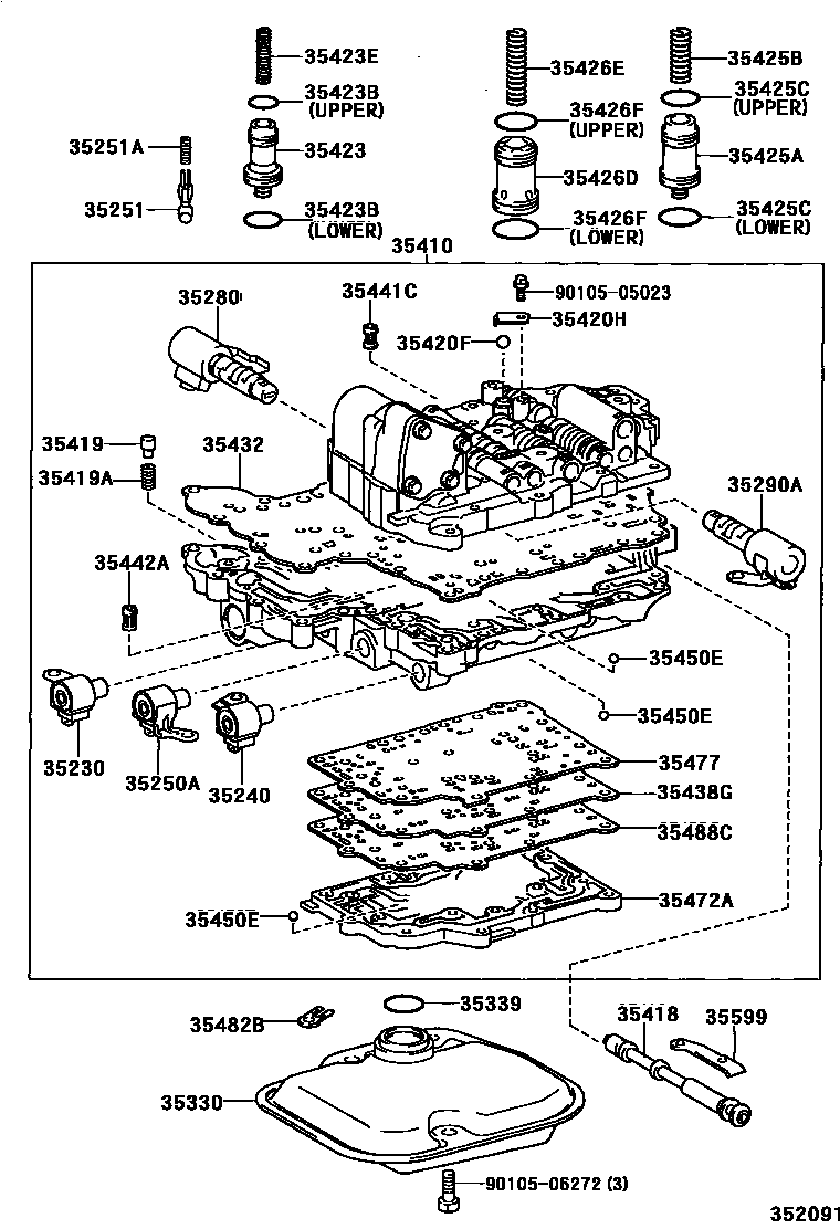 Toyota RAV4 阀体和滤油网(ATM) EPC diagram — 352091