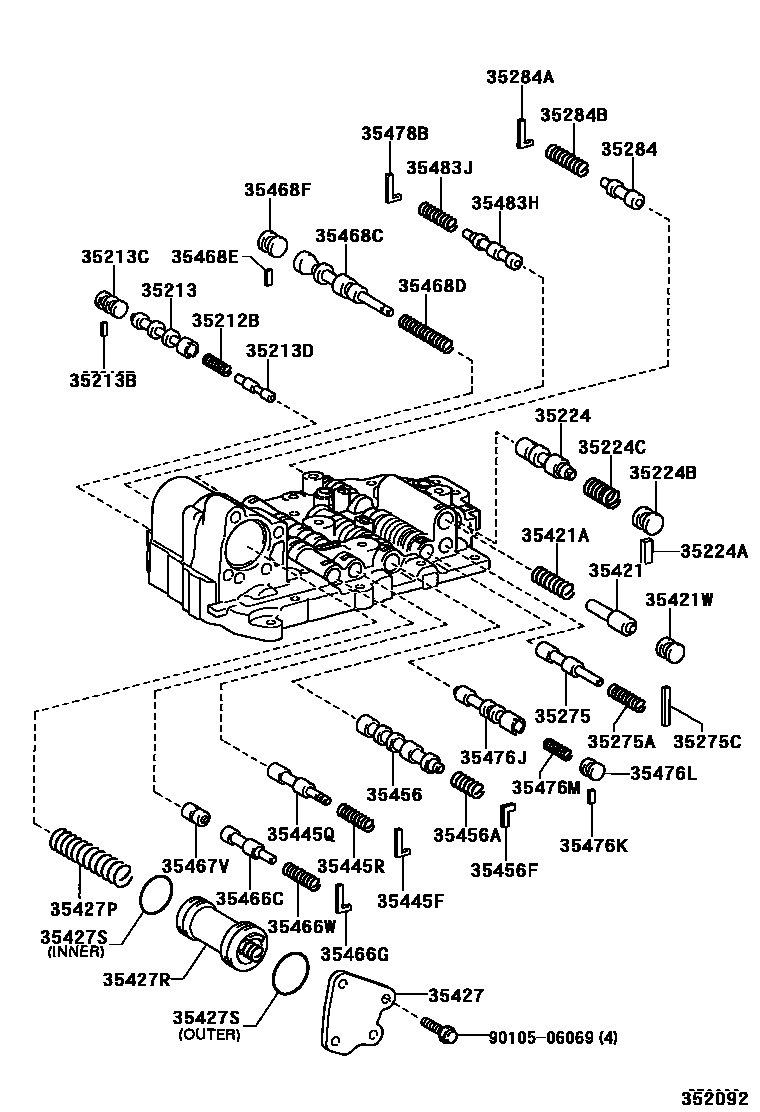 Toyota RAV4 阀体和滤油网(ATM) EPC diagram — 352092