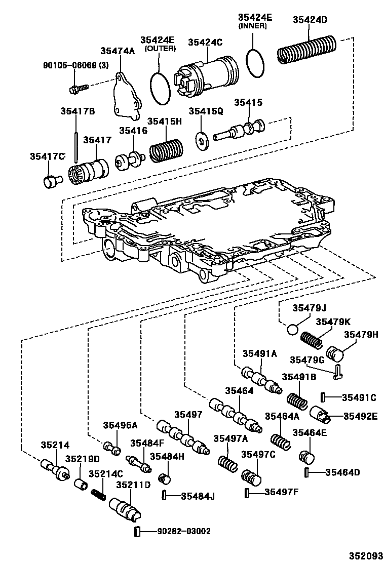Toyota RAV4 阀体和滤油网(ATM) EPC diagram — 352093