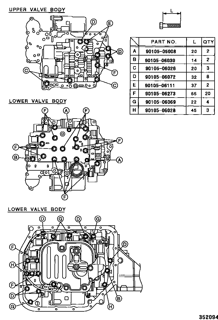 Toyota RAV4 阀体和滤油网(ATM) EPC diagram — 352094