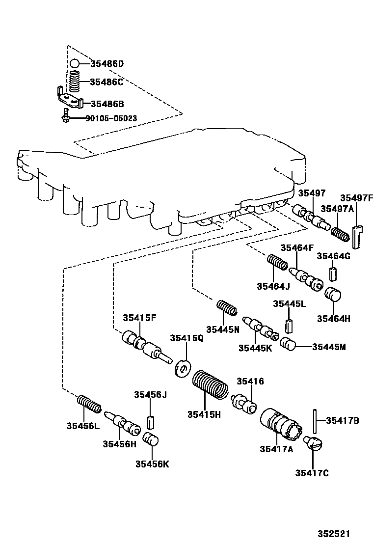 Toyota RAV4 阀体和滤油网(ATM) EPC diagram — 352521