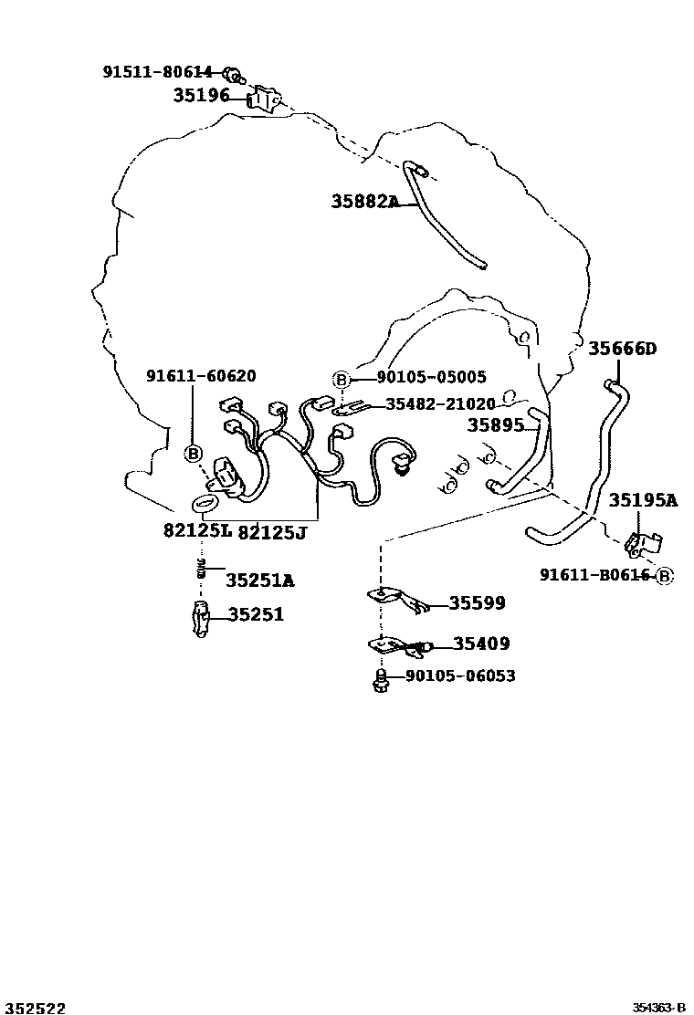 Toyota RAV4 阀体和滤油网(ATM) EPC diagram — 354363B
