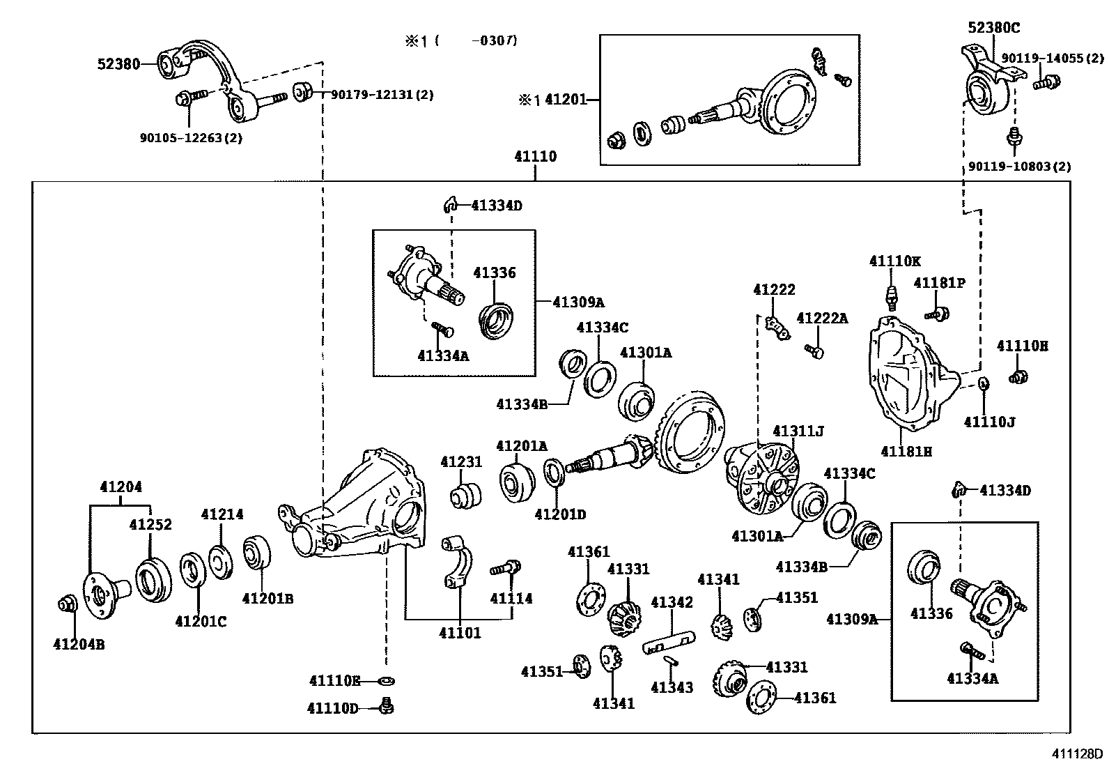 Toyota RAV4 后桥壳和差速器 EPC diagram — 411128D