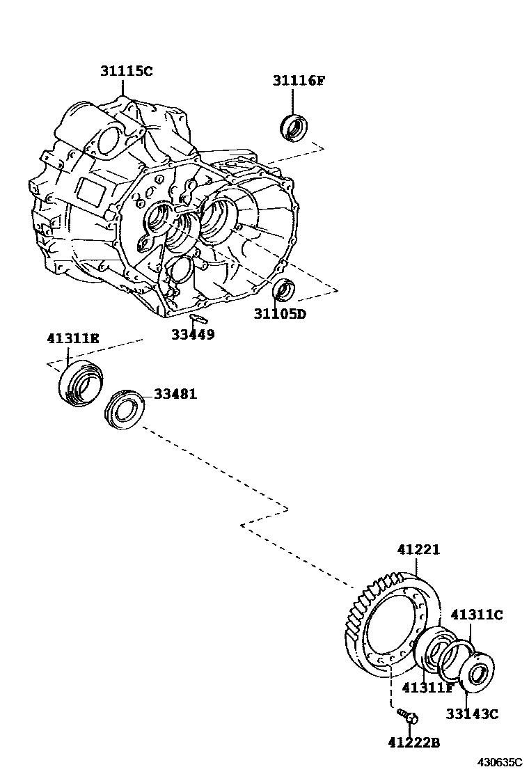 Toyota RAV4 前桥壳和差速器 EPC diagram — 430635C