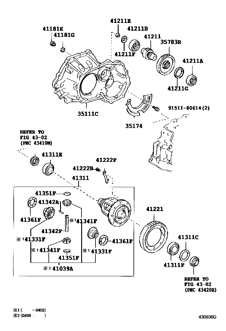 Toyota RAV4 前桥壳和差速器 EPC diagram — 430636D