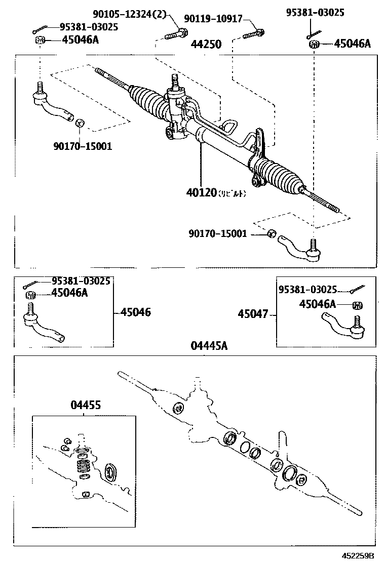 Toyota RAV4 前转向齿轮和连杆 EPC diagram — 452259B