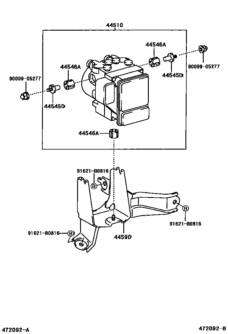 Toyota RAV4 制动配管和卡箍 EPC diagram — 472092B
