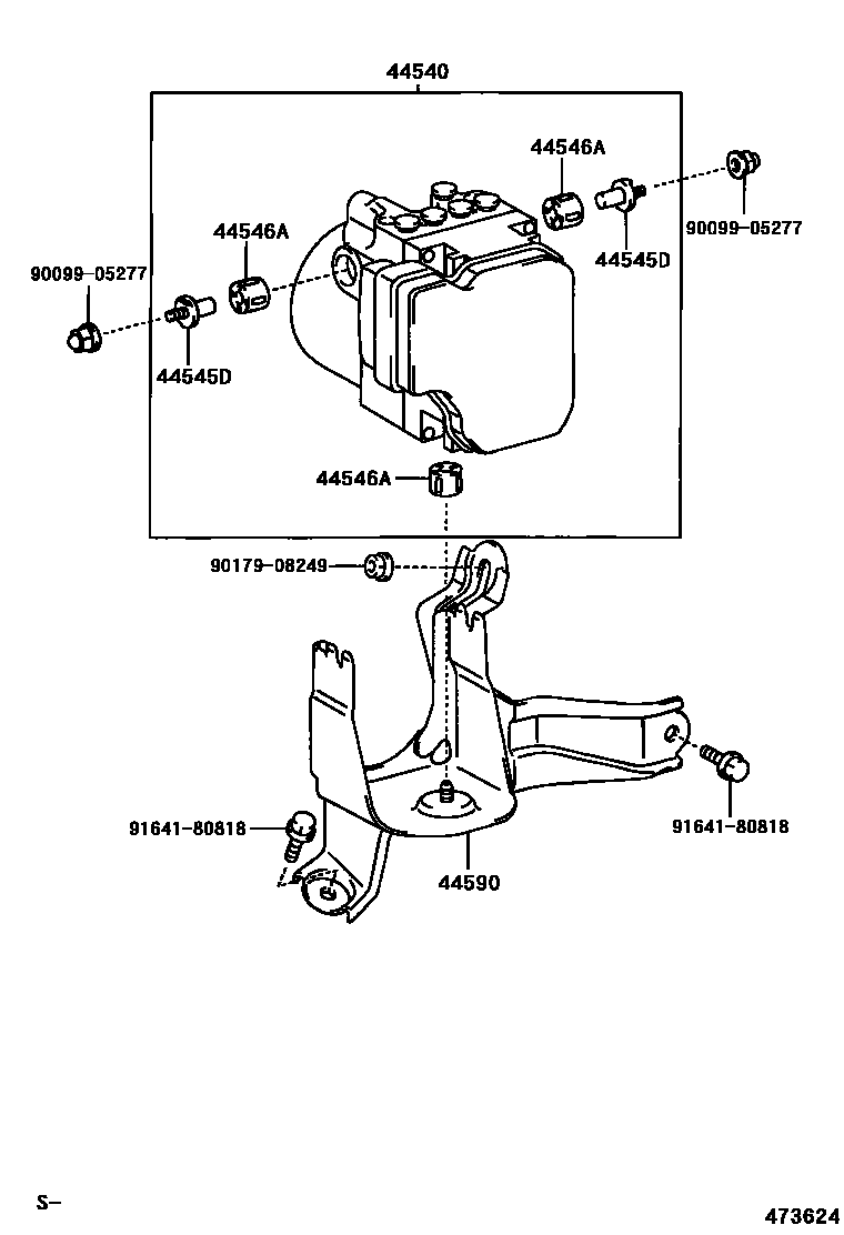 Toyota RAV4 制动配管和卡箍 EPC diagram — 473624