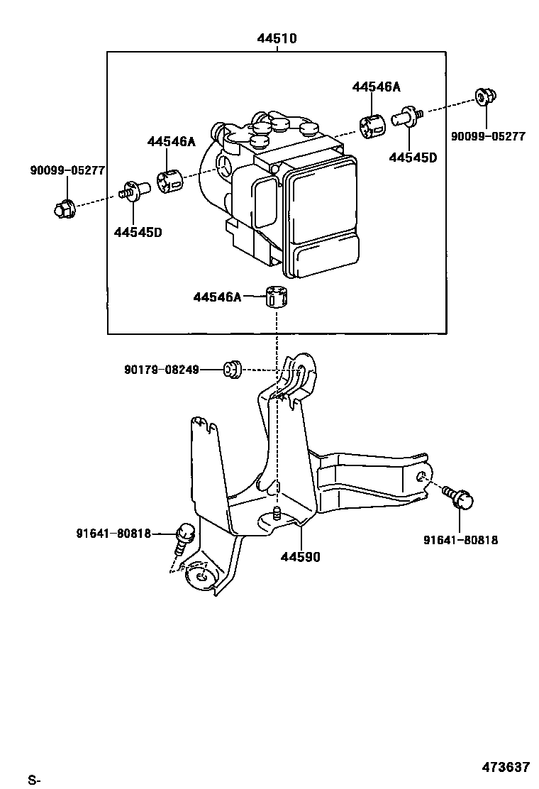 Toyota RAV4 制动配管和卡箍 EPC diagram — 473637