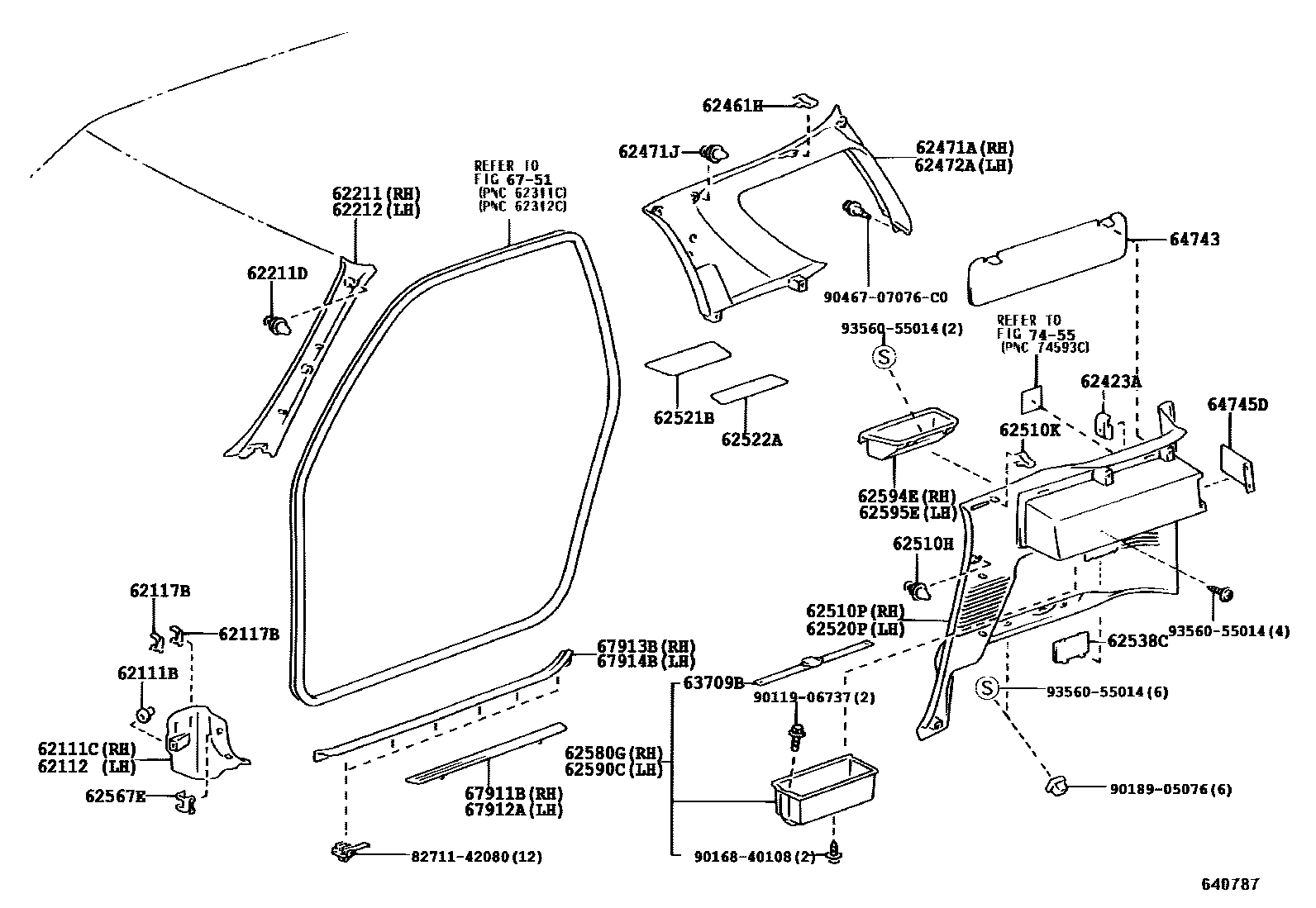 Toyota RAV4 车内装饰板 EPC diagram — 640787E