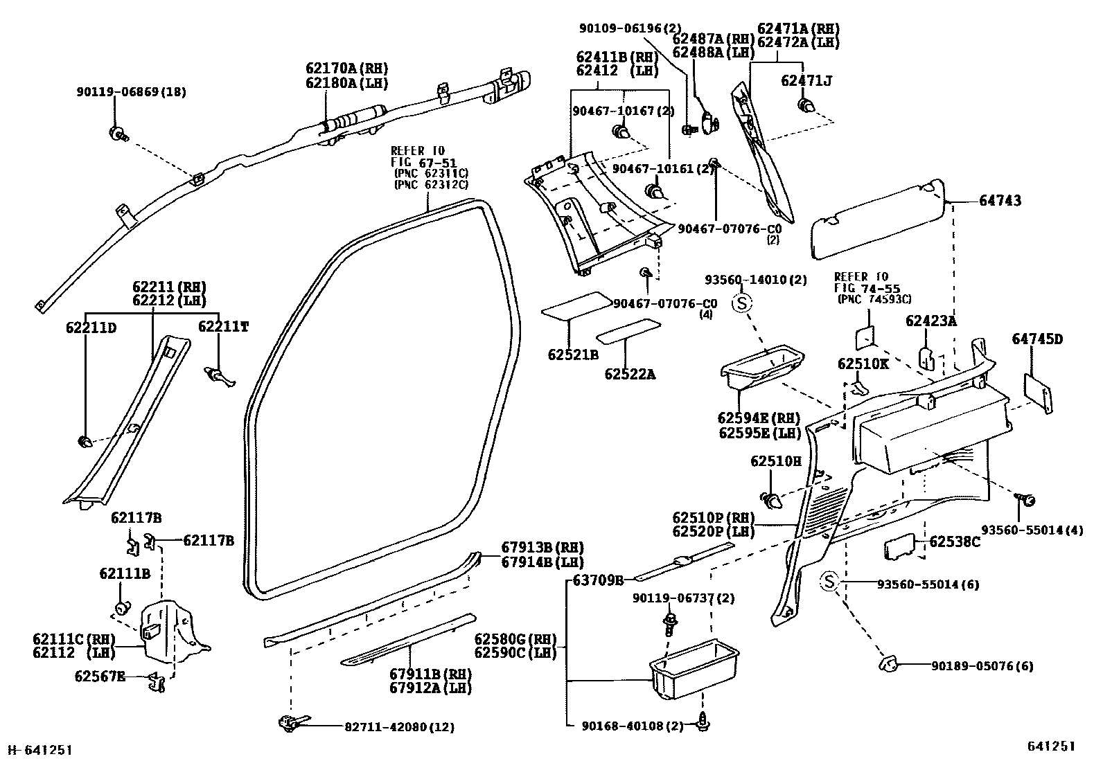 Toyota RAV4 车内装饰板 EPC diagram — 641251D