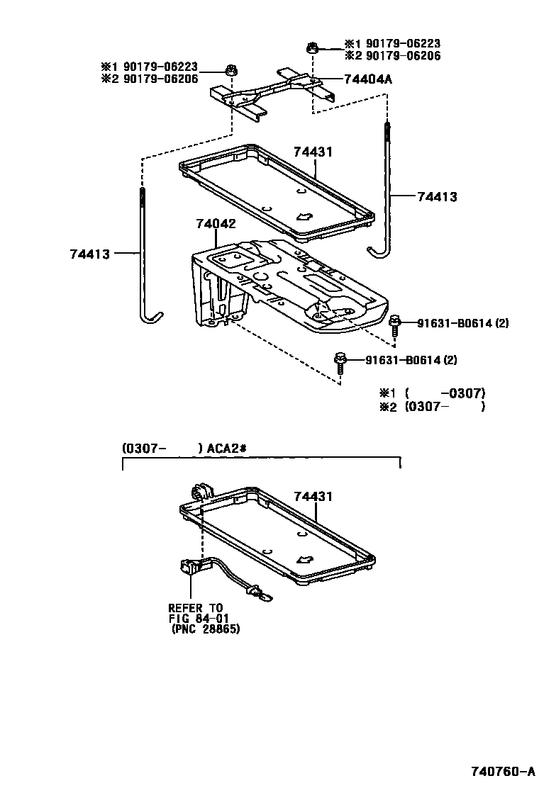 Toyota RAV4 battery holder EPC diagram — 740760A