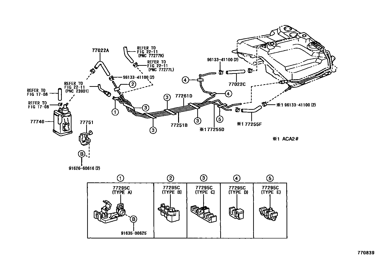 Toyota RAV4 燃油箱和燃油管 EPC diagram — 770839