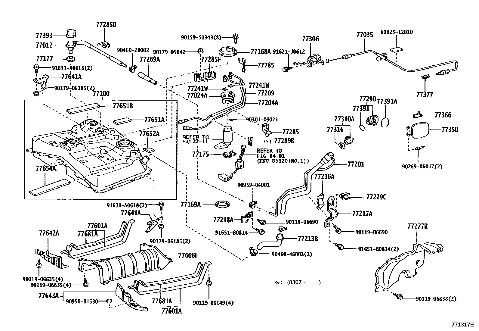 Toyota RAV4 燃油箱和燃油管 EPC diagram — 771317E