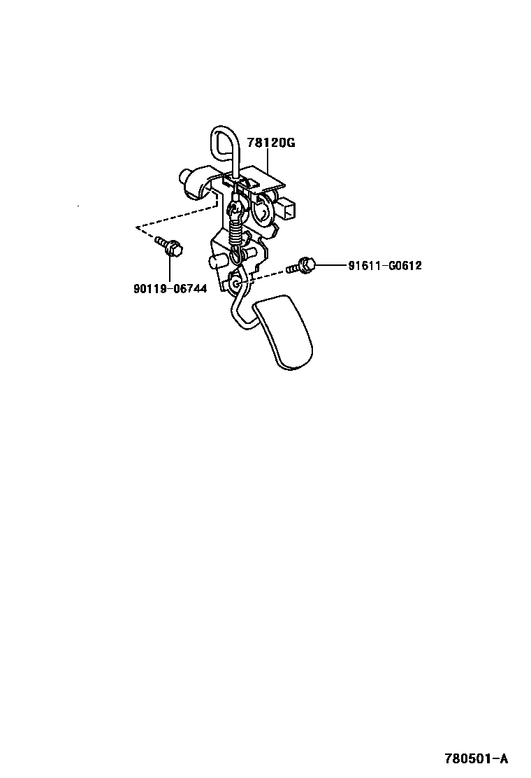 Toyota RAV4 accelerator pedal connecting rod EPC diagram — 780501A