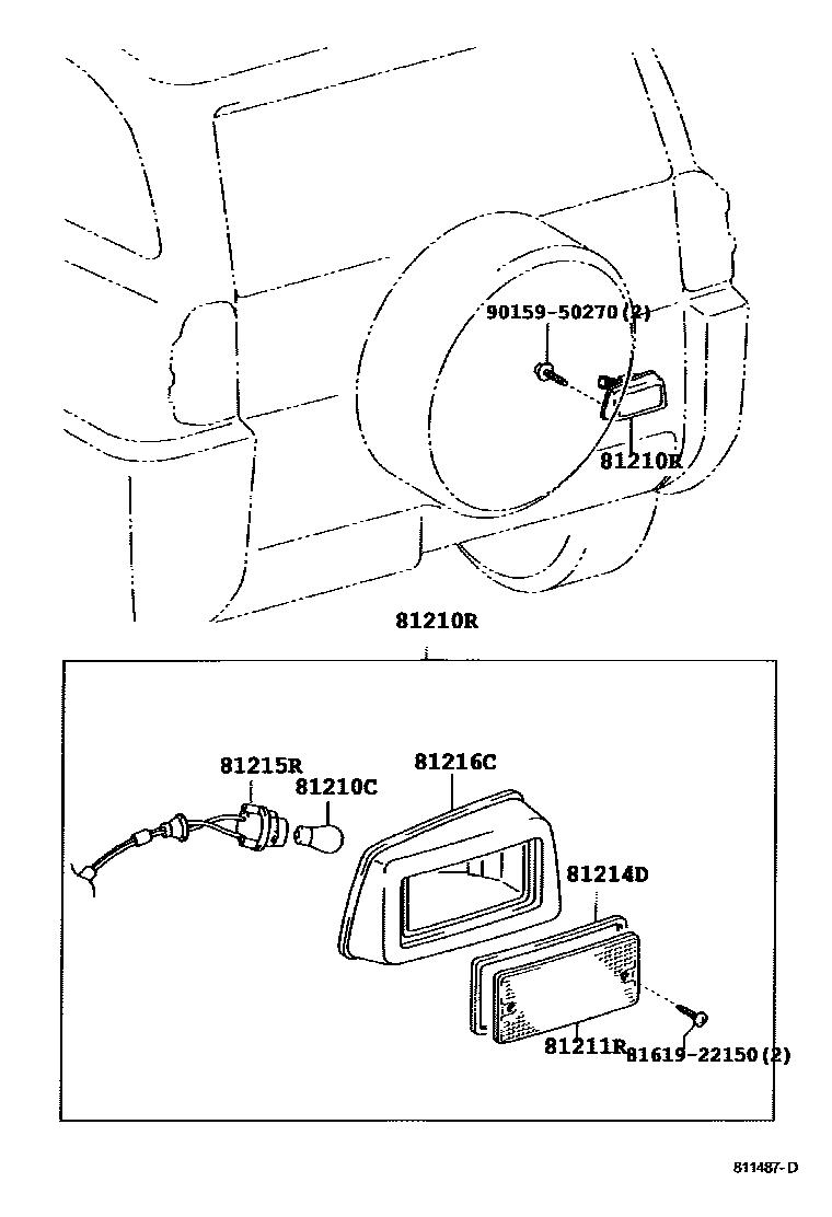 Toyota RAV4 后雾灯 EPC diagram — 811487D