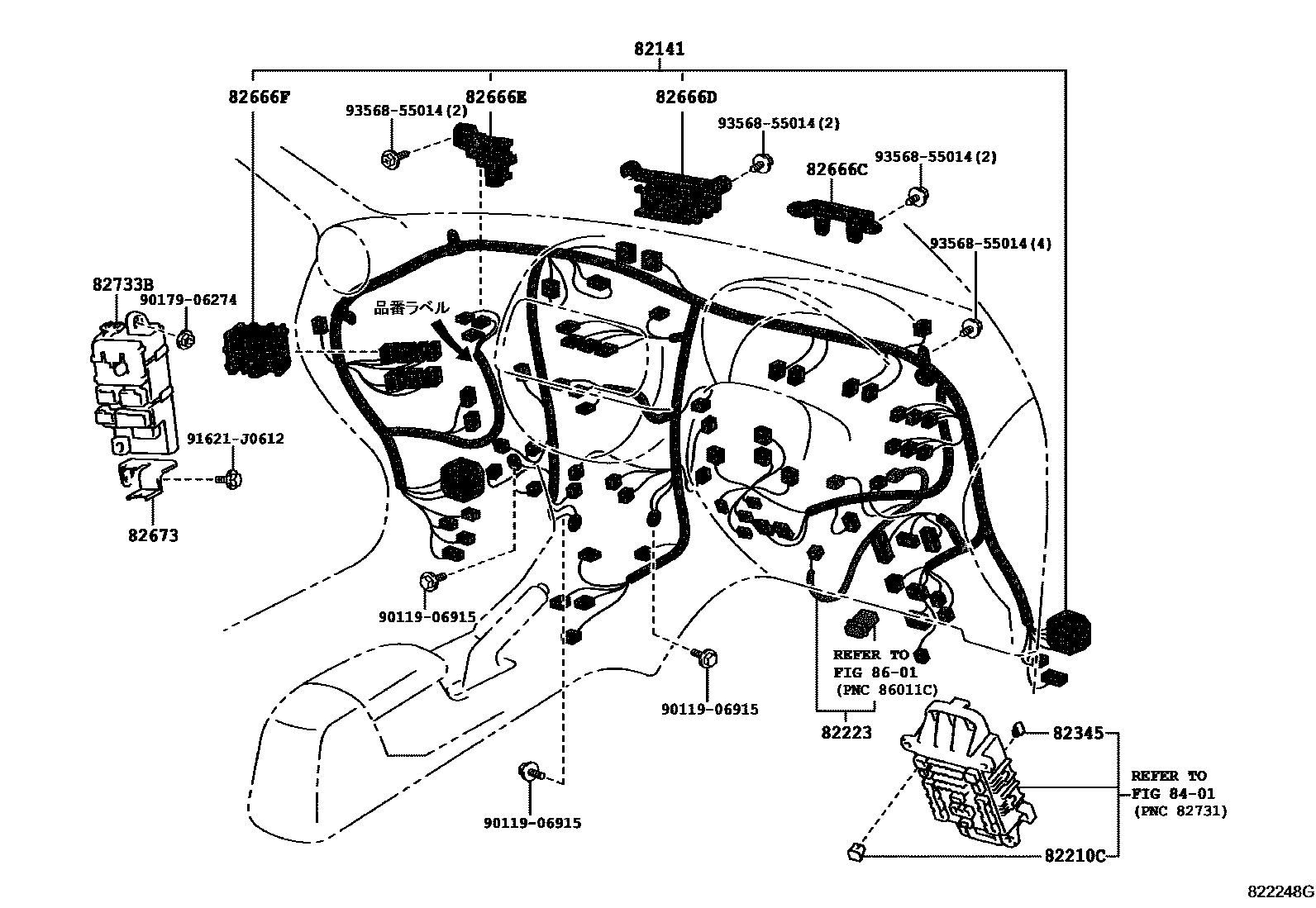 Toyota RAV4 线束和卡夹 EPC diagram — 822248G