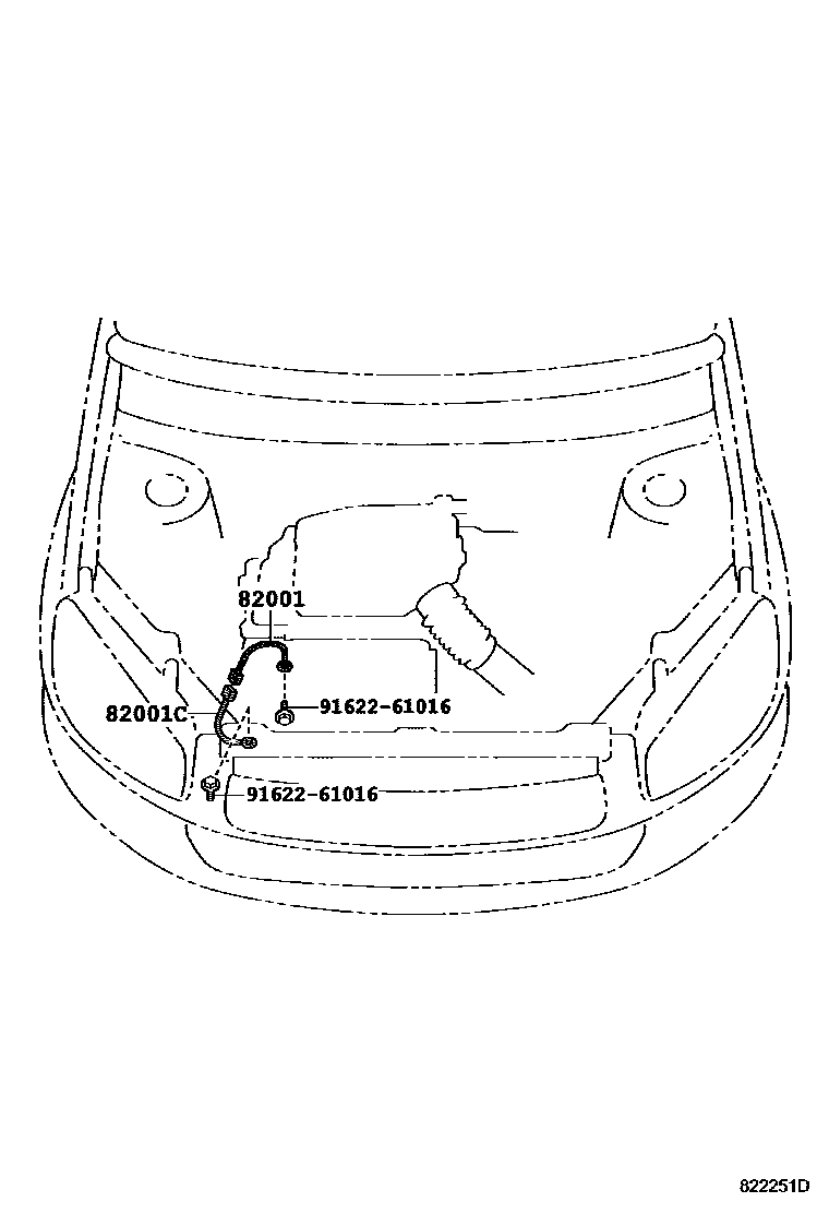 Toyota RAV4 线束和卡夹 EPC diagram — 822251D