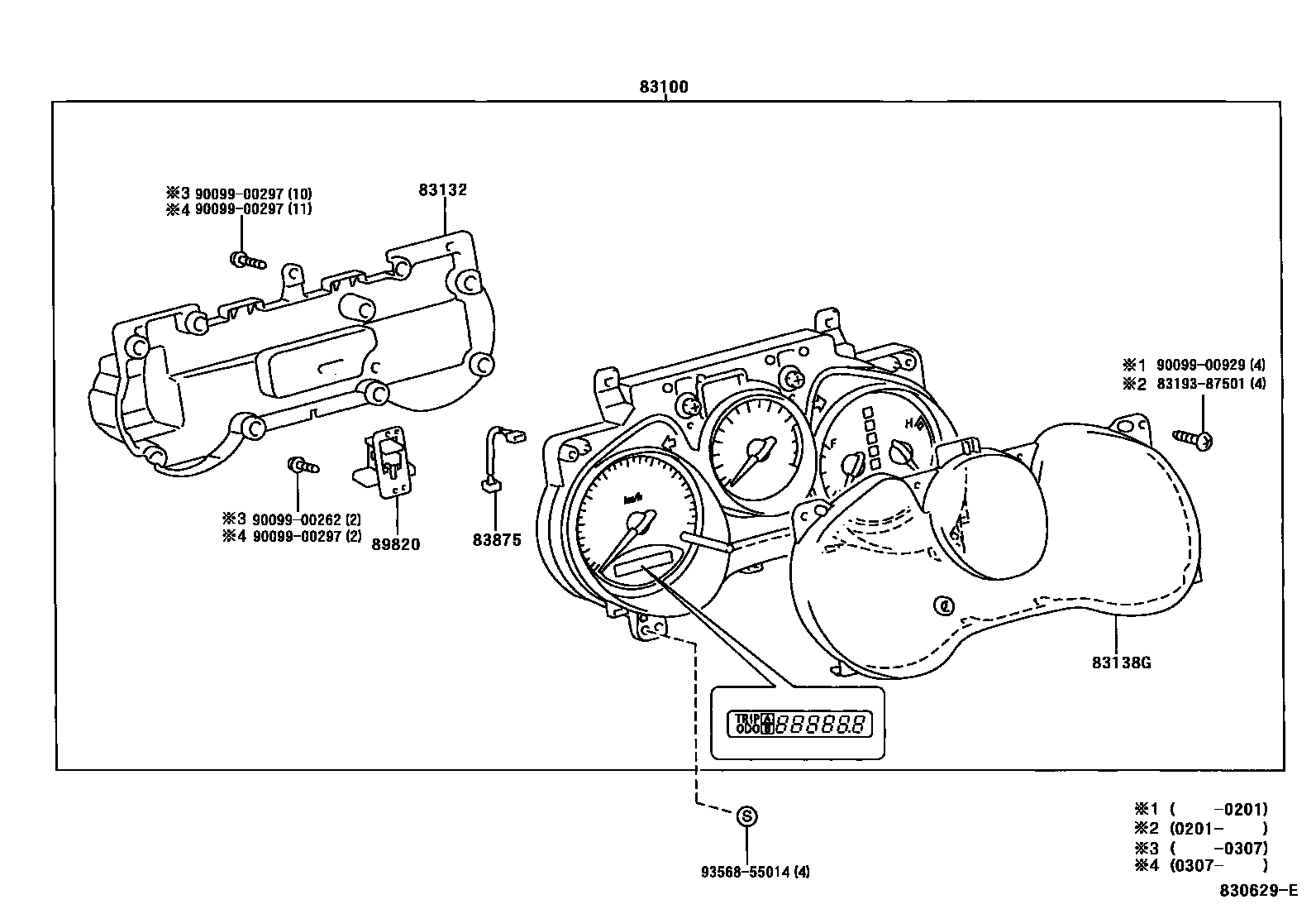 Toyota RAV4 仪表 EPC diagram — 830629E