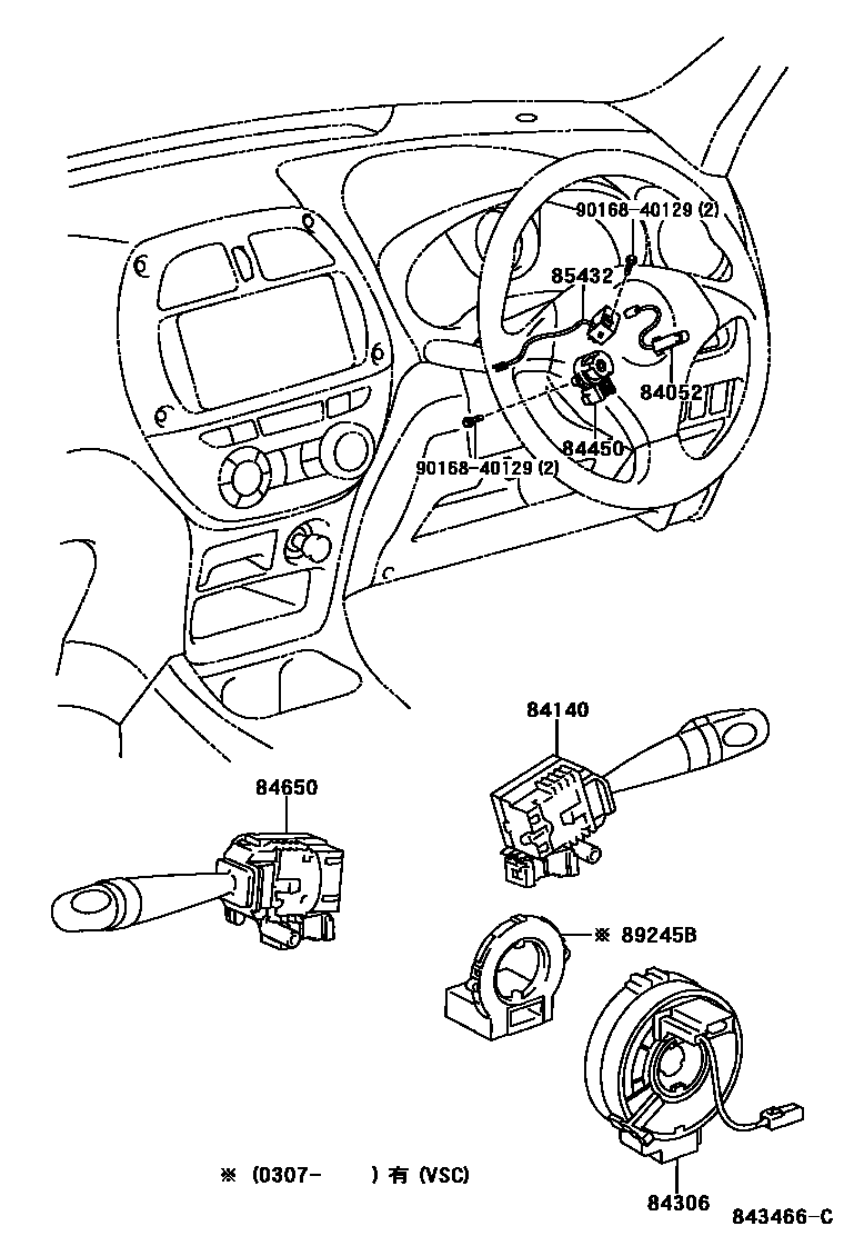 Toyota RAV4 开关和继电器和ECU EPC diagram — 843466C