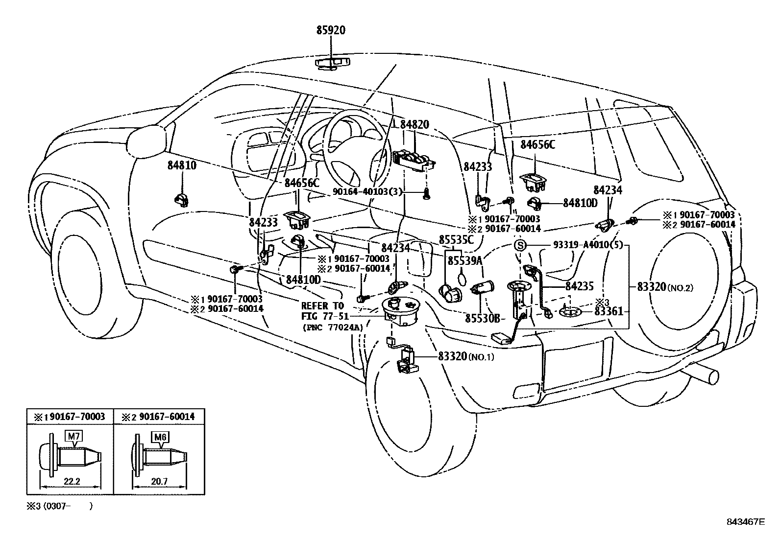 Toyota RAV4 开关和继电器和ECU EPC diagram — 843467E