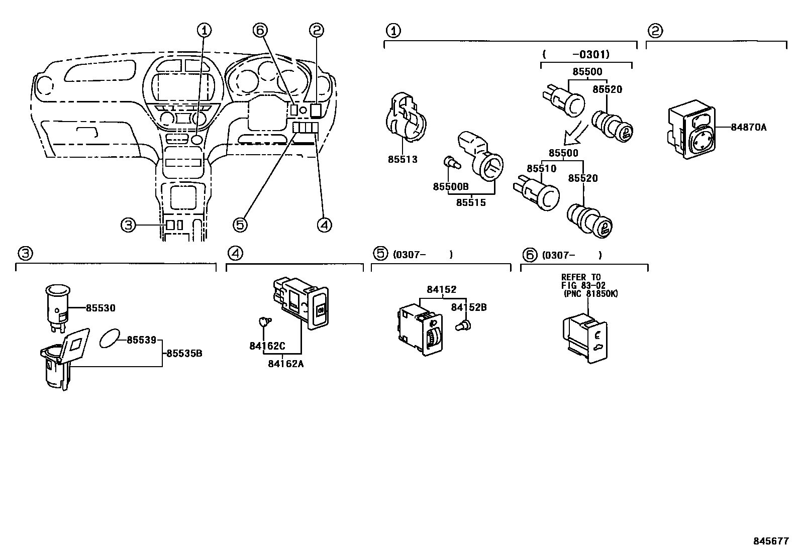 Toyota RAV4 开关和继电器和ECU EPC diagram — 845677