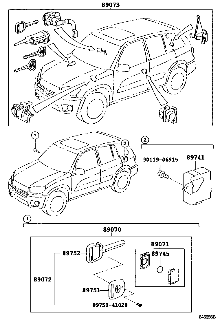 Toyota RAV4 遥控门锁 EPC diagram — 845656B
