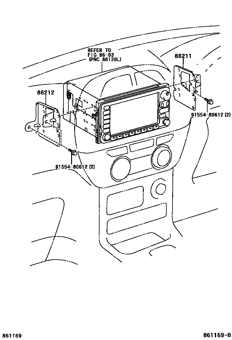 Toyota RAV4 收音机、放大器和冷凝器 EPC diagram — 861169B
