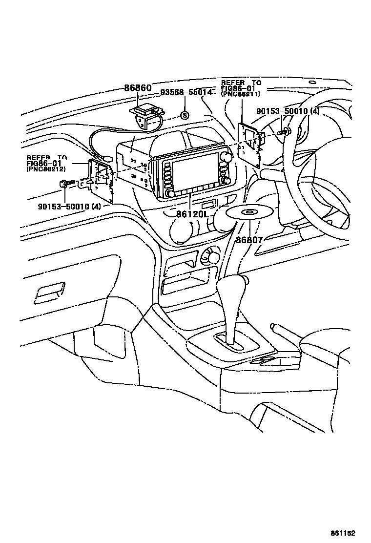 Toyota RAV4 导航和前监视器显示屏 EPC diagram — 861152