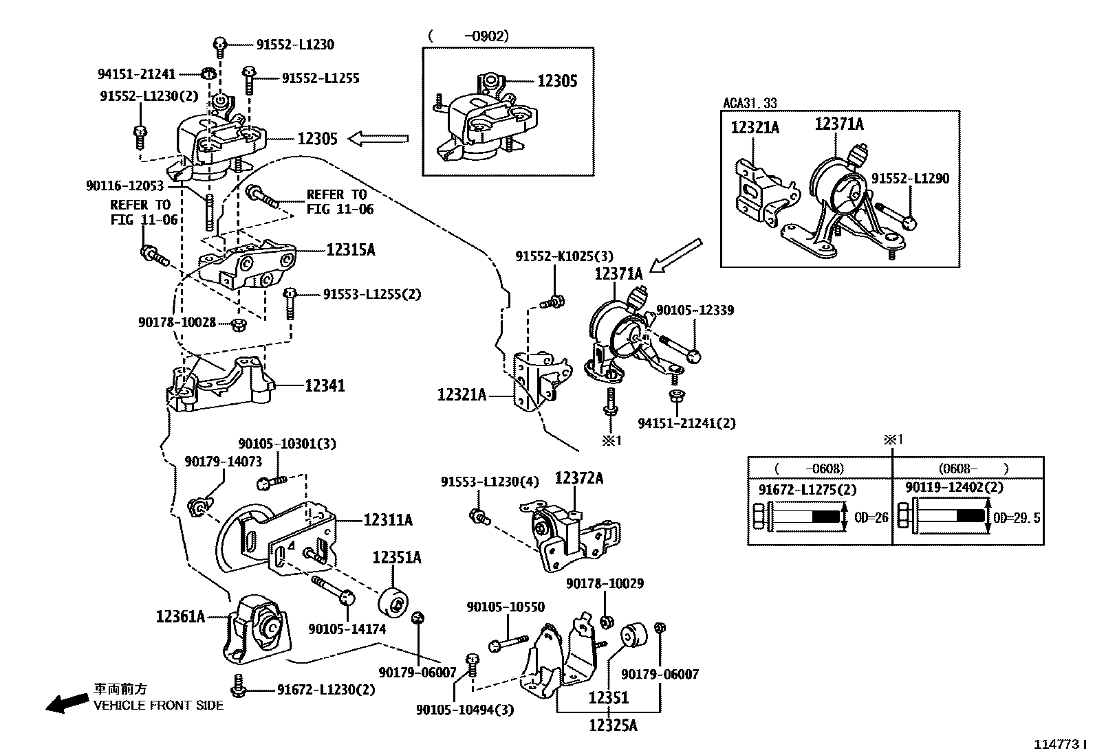 Toyota RAV4 Engine Mounting EPC diagram — 114773I