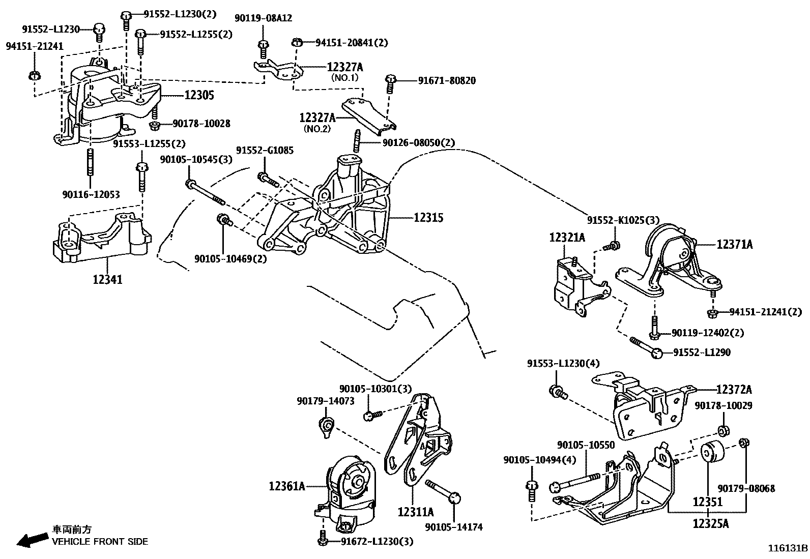 Toyota RAV4 Engine Mounting EPC diagram — 116131B