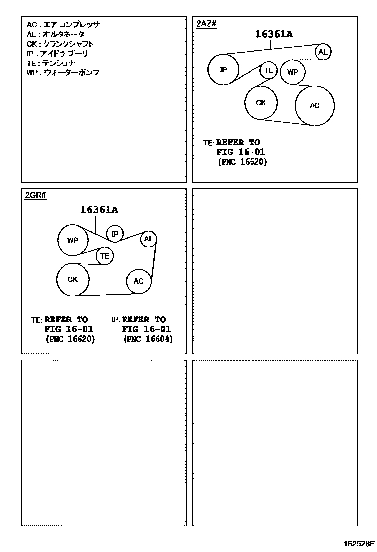 Toyota RAV4 V-Belt EPC diagram — 162528E