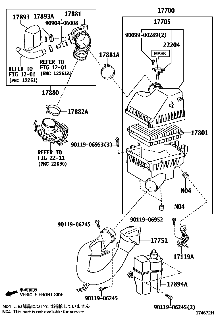 Toyota RAV4 Air Cleaner EPC diagram — 174672H