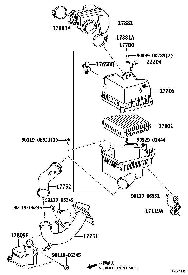 Toyota RAV4 Air Cleaner EPC diagram — 176731C