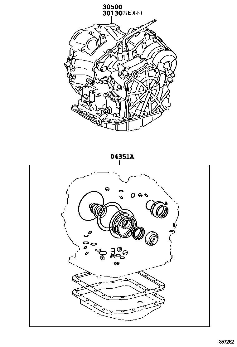Toyota RAV4 传动桥或变速器总成和衬垫组件(ATM) EPC diagram — 357282