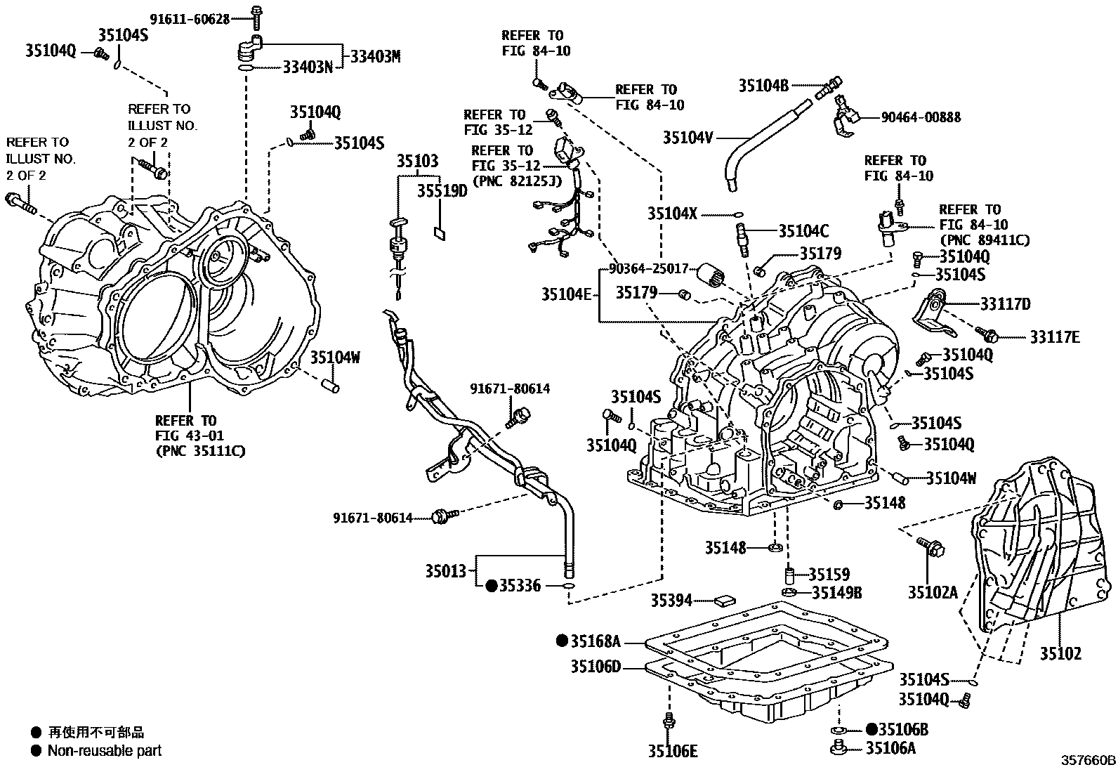 Toyota RAV4 变速器壳和油底壳(ATM) EPC diagram — 357660B