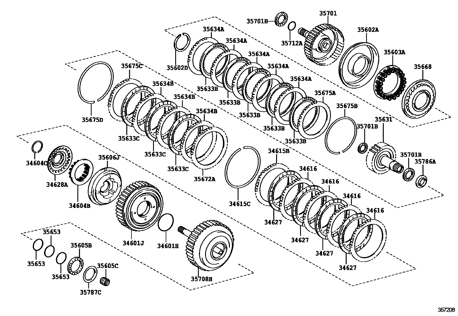 Toyota RAV4 制动带和多片式离合器(ATM) EPC diagram — 357208