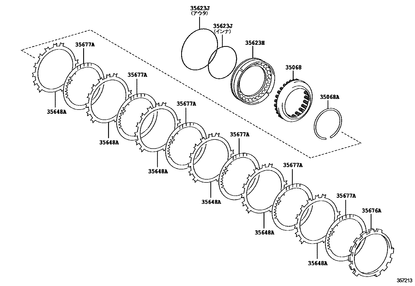 Toyota RAV4 3号制动器、一档和倒档制动器(ATM) EPC diagram — 357213