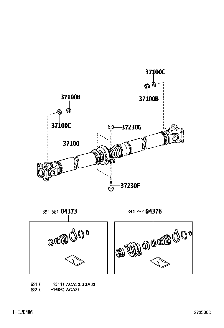 Toyota RAV4 Propeller Shaft & Universal Joint EPC diagram — 370536D